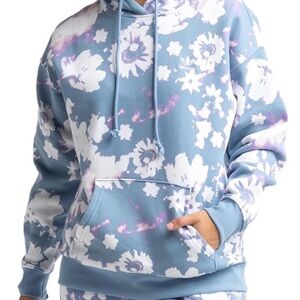 Adidas Tie Dye Floral Blue and Purple Hoodie size small GUC